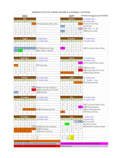 Fremont County Colorado Schools Calendar