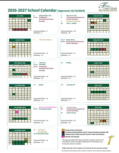 Fulton County Georgia Schools Calendar