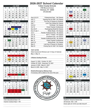 Fulton County Indiana Schools Calendar