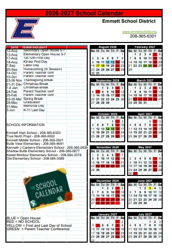 Gem County Idaho Schools Calendar