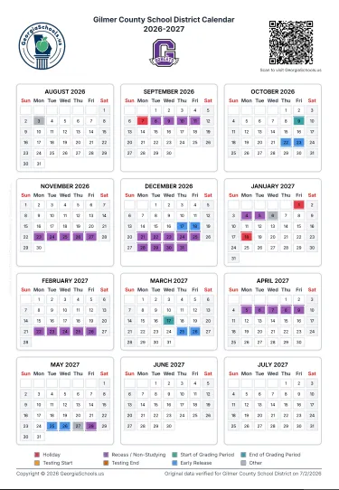 Gilmer County Georgia Schools Calendar