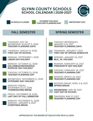 Glynn County Georgia Schools Calendar