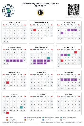 Grady County Georgia Schools Calendar