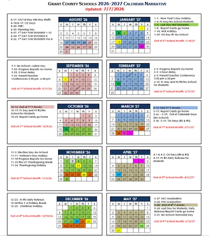 Grant County Arkansas Schools Calendar