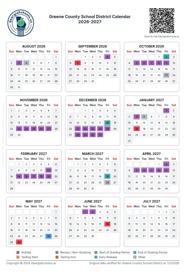 Greene County Georgia Schools Calendar