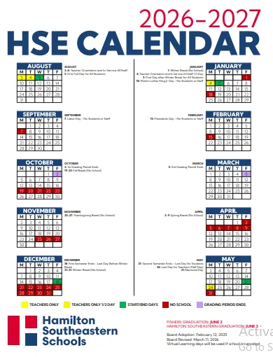 Hamilton County Indiana Schools Calendar