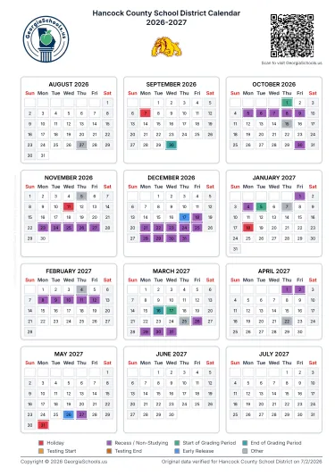 Hancock County Georgia Schools Calendar