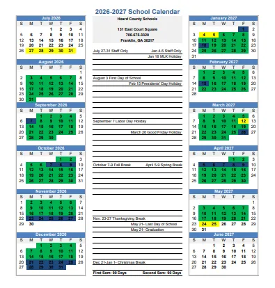 Heard County Georgia Schools Calendar