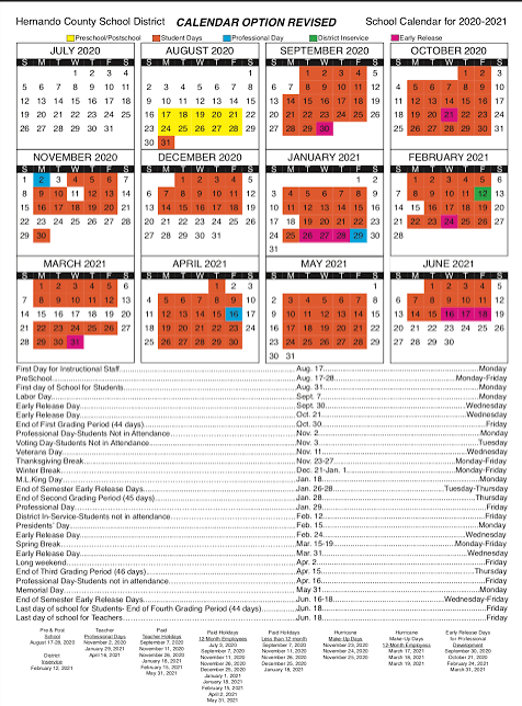 Hernando County  florida schools calendar