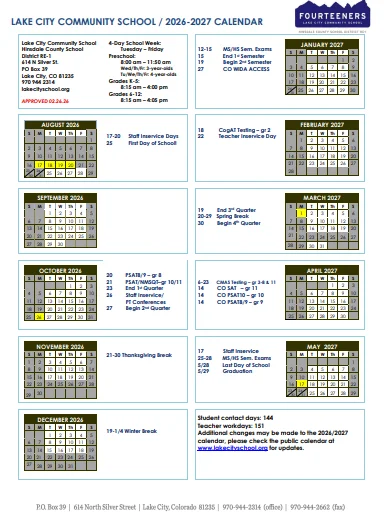Hinsdale County Colorado Schools Calendar
