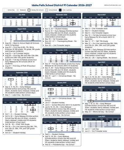 Idaho County Idaho Schools Calendar