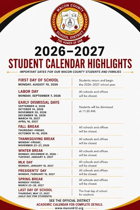 Macon County Alabama Schools Calendar