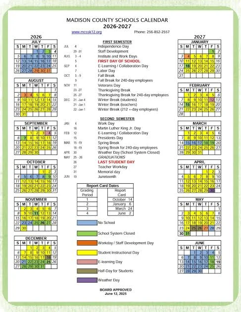 Madison County Alabama Schools Calendar