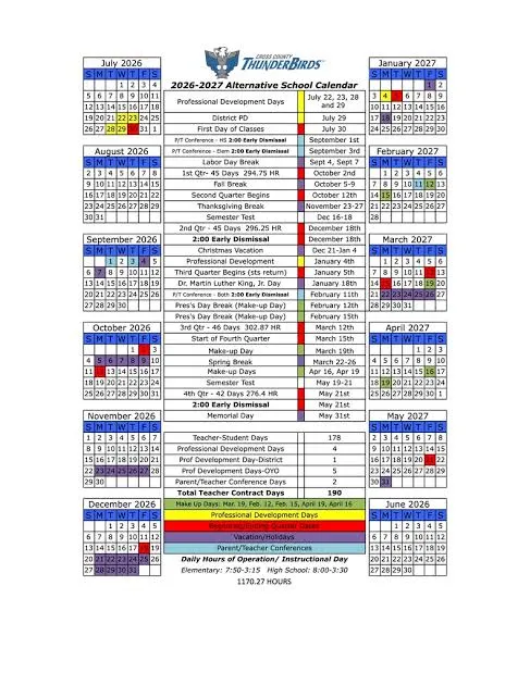 Cross County Arkansas Schools Calendar