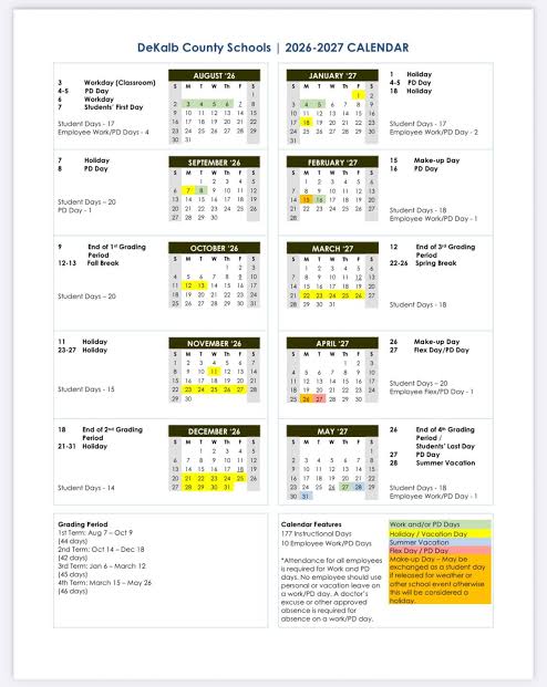 DeKalb County Alabama Schools Calendar