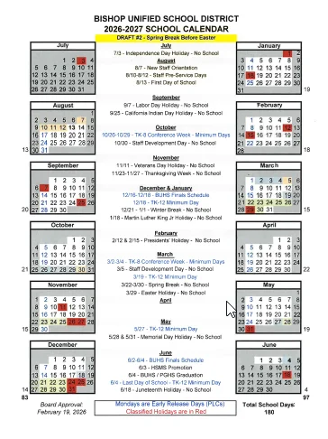 Inyo County California Schools Calendar
