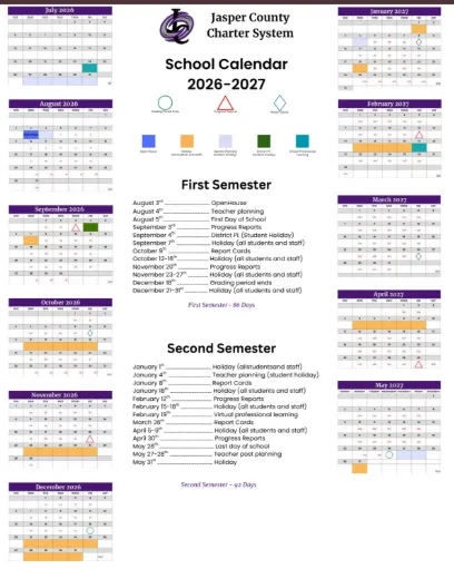 Jasper County Georgia Schools Calendar