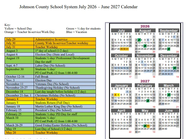 Johnson County Illinois Schools Calendar