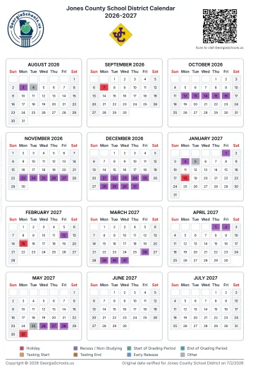 Jones County Georgia Schools Calendar