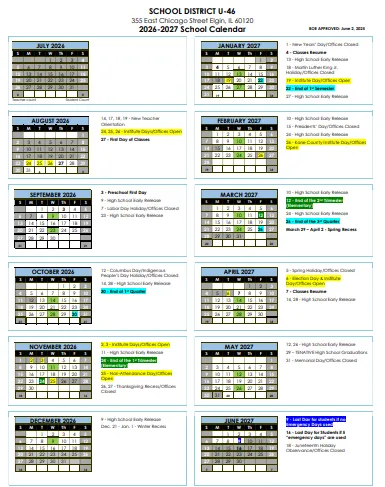 Kane County Illinois Schools Calendar