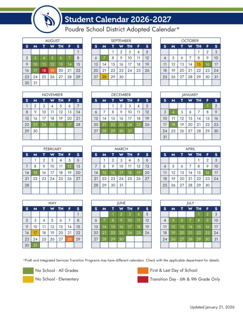 Larimer County Colorado Schools Calendar