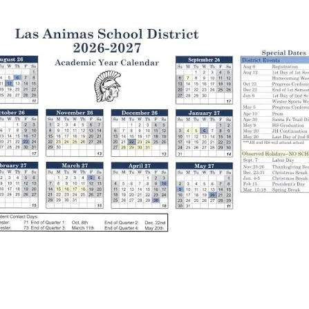 Las Animas County Colorado Schools Calendar