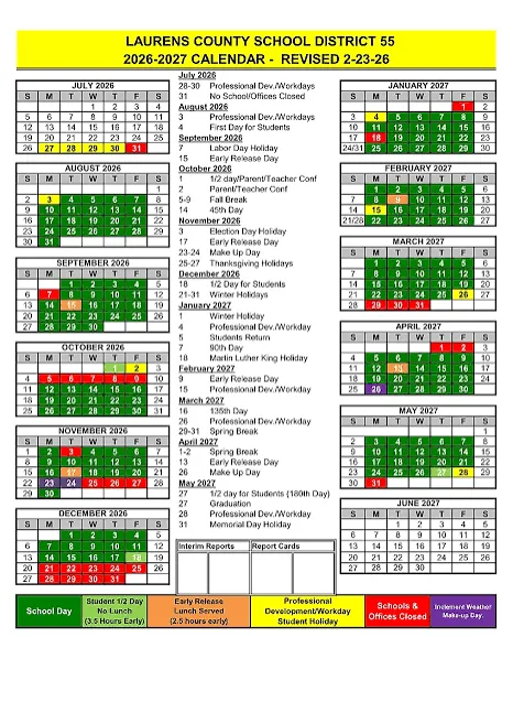 Laurens County Georgia Schools Calendar