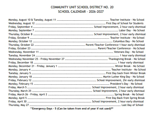 Lawrence County Illinois Schools Calendar