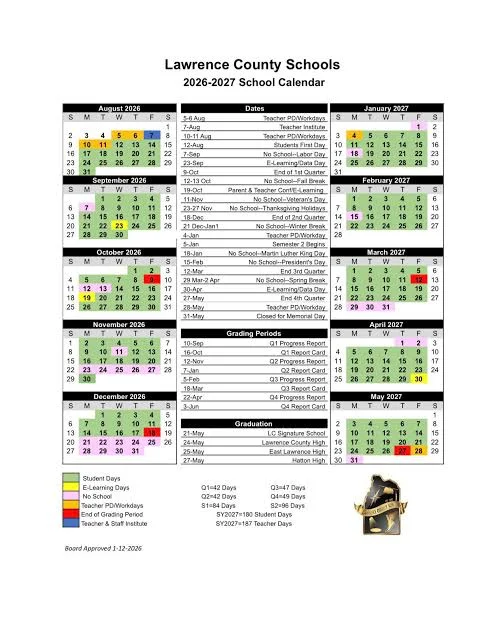 Lawrence County Arkansas Schools Calendar