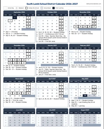 Lemhi County Idaho Schools Calendar