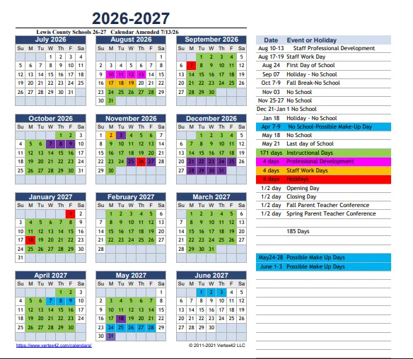 Lewis County Idaho Schools Calendar