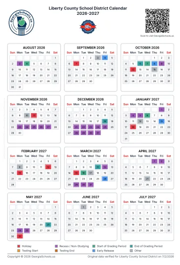 Liberty County Georgia Schools Calendar
