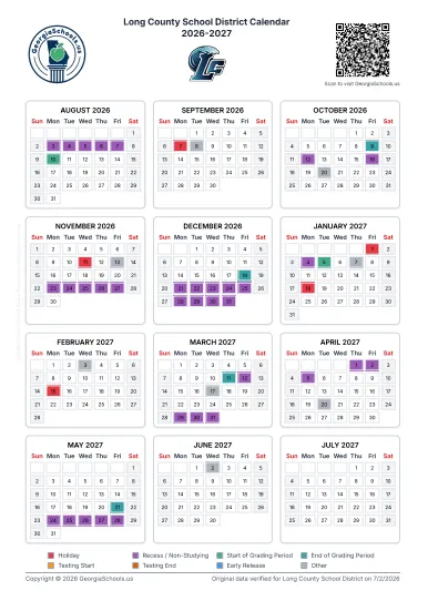 Long County Georgia Schools Calendar