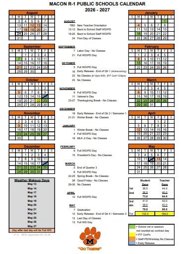 Macon County Illinois Schools Calendar