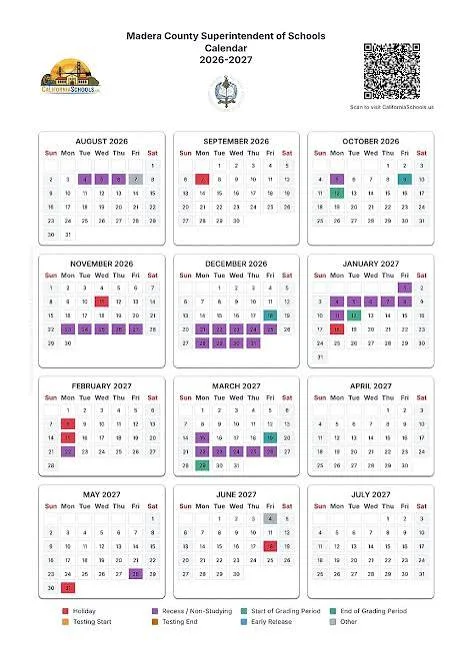 Madera County California Schools Calendar