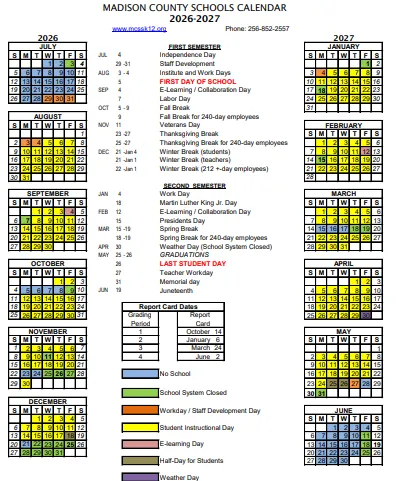 Madison County Georgia Schools Calendar