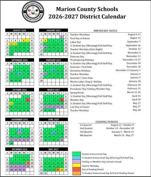 Marion County Illinois Schools Calendar