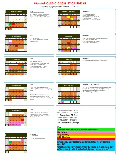 Marshall County Illinois Schools Calendar