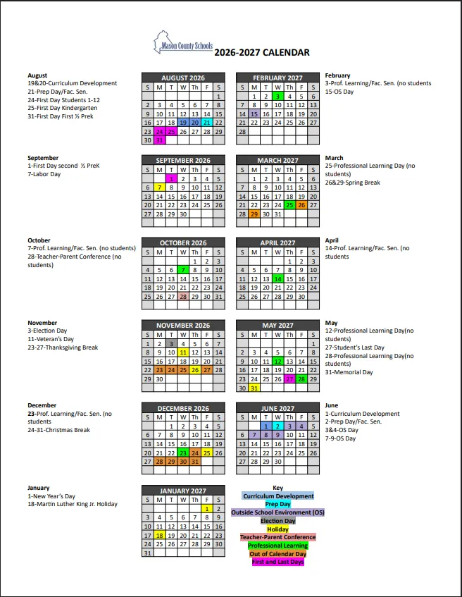 Mason County Illinois Schools Calendar
