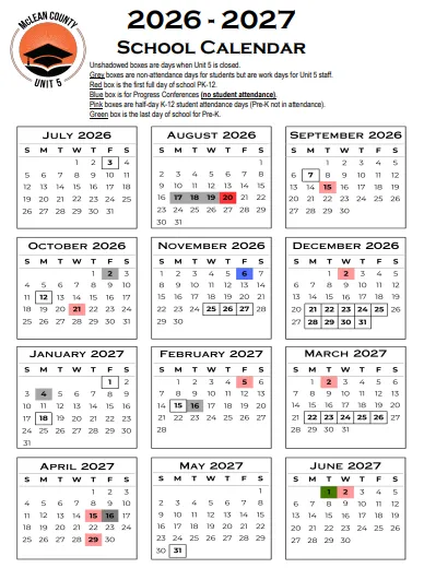 McLean County Illinois Schools Calendar