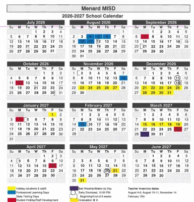 Menard County Illinois Schools Calendar