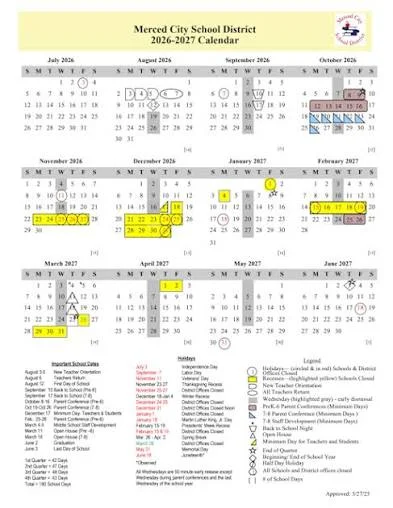 Merced County California Schools Calendar