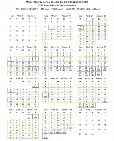 Mercer County Illinois Schools Calendar