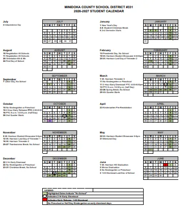 Minidoka County Idaho Schools Calendar