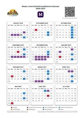 Modoc County California Schools Calendar