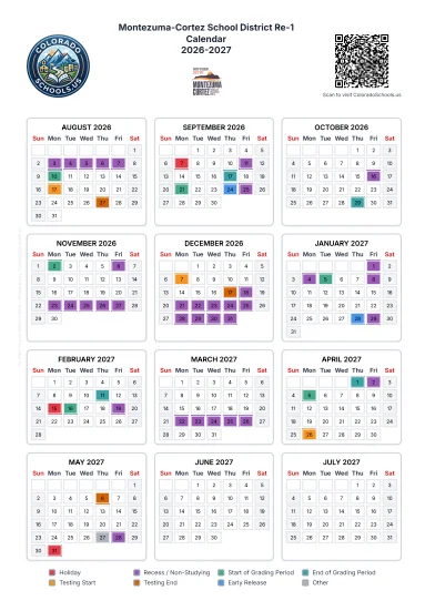 Montezuma County Colorado Schools Calendar