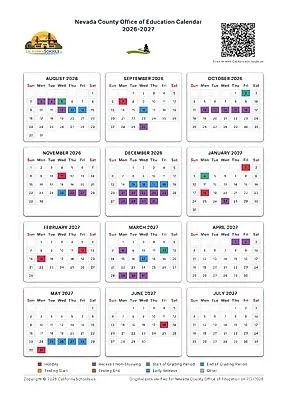 Nevada County California Schools Calendar