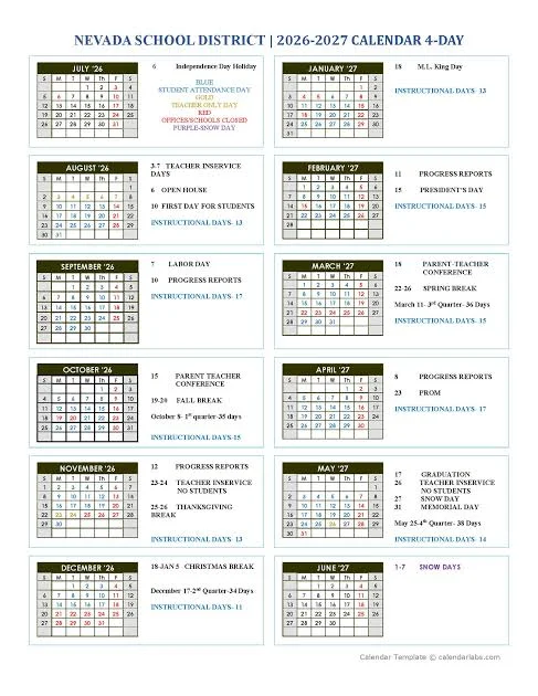 Nevada County Arkansas Schools Calendar