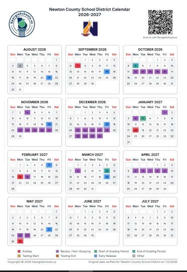 Newton County  Georgia Schools Calendar