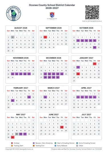 Oconee County Georgia Schools Calendar